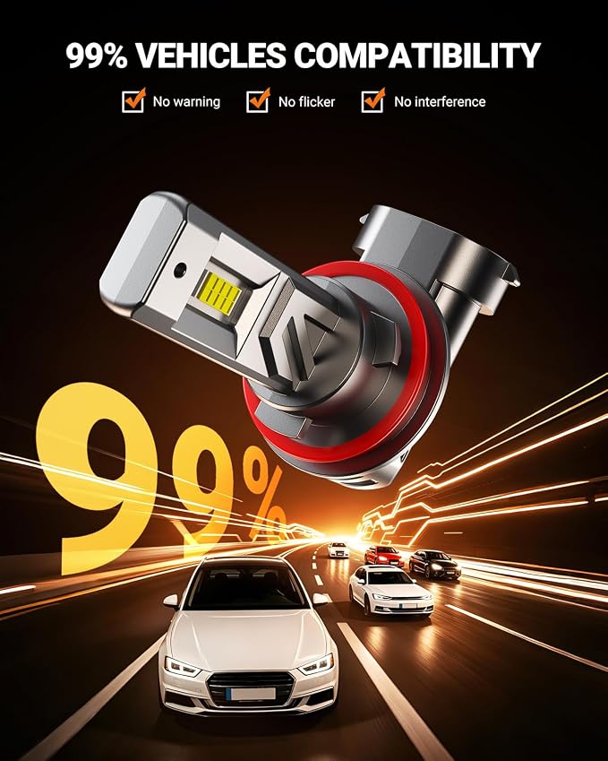 SEALIGHT 9005 h11 LED Bulbs Combo, 12X Brighter 140,000LM Output, 6500K White Canbus Ready, 9005/HB3 H11/H8/H9 LED Bulbs, IP68 and 80000Hrs Lifespan, 3Mins Installation, 4 Pack