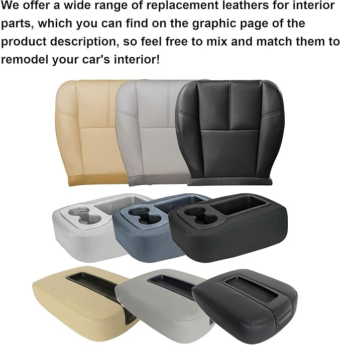 GXARTS Driver or Passenger Side Bottom Replacement Leather Seat Cover 333 Light Cashmere Light Tan Fit for Chevy Silverado Tahoe Suburban Avalanche GMC Sierra Yukon 2007 2008 2009 2010 2012 2013 2014
