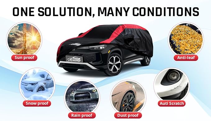 Car Cover Waterproof All Weather Custom Fit for VW Volkswagen Tiguan 2018–2025 BWM, Tiguan Accessory with Door Zipper & Windproof Straps