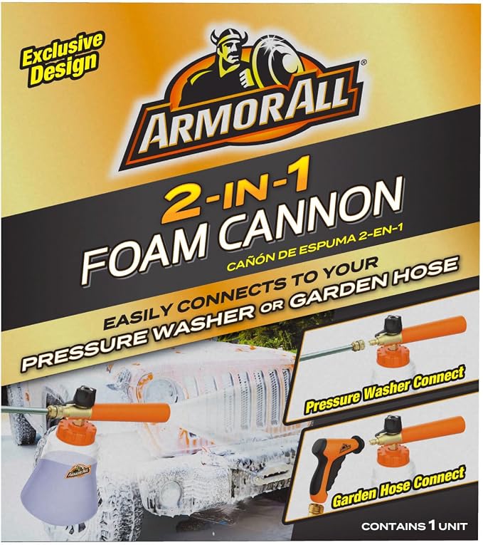 Armor All 2-in-1 Foam Cannon Kit - Car Wash & Detail Cleaning Kit for Power Washers, Garden Hoses, Foam Applicator & Adaptor, Gifts for Men (Pack of 4)