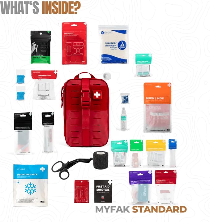 MY MEDIC MyFAK Standard IFAK First Aid Kit & Medic Kit - HSA FSA Items - Built in USA - Medical Supplies & First Aid Essentials for Home, Auto & Family Emergency Preparedness - Family Medical Bag, Red