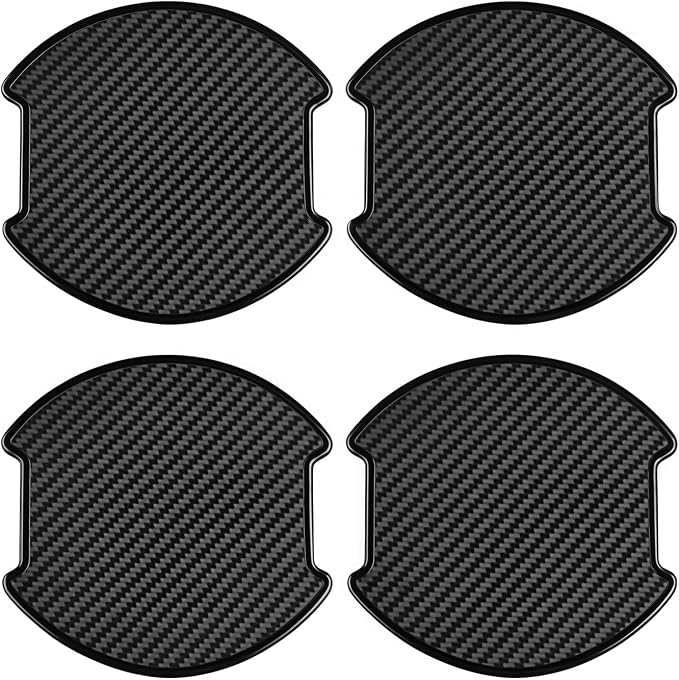 4PCS Car Door Handle Cup Scratch Protectors, TPU Carbon Fiber Door Bowl 3D Sticker, Handle Paint Cover Guard Pad, Universal Door Handle Protective Film for Most Cars (Medium)