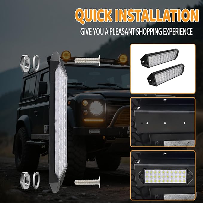 Reverse Lights for Truck, 7 Inch LED Light Bar Surface Mount LED Light Pods 30W 2500lm 12V 24V Flood Beam Back Up Lights Flush Mount Small Work Lights Tractor ATV UTV Boat Golf Cart Headlights, 2Pcs