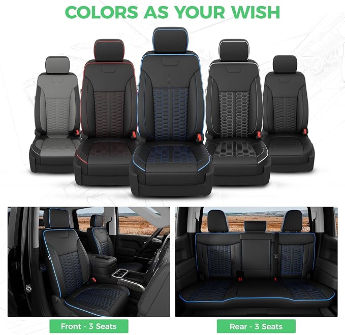 Custom Seat Covers for 2019-2026 Silverado/Sierra 1500 Crew Cab | Fits 2500/3500HD 2020-2026, Jump Seat Cover(armrest storage only), Faux leather, Waterproof, Scratch-resistant, Easy-clean