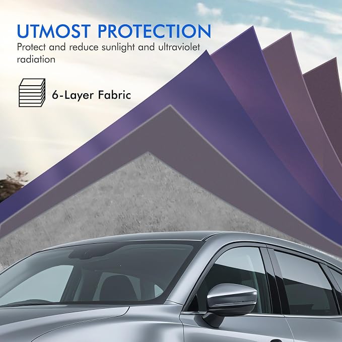Car Cover Waterproof All Weather, 6 Layers Outdoor Full Exterior Cover Rain Sun UV Snowproof Protection with Zipper Cotton, Mirror Pocket for Mazda CX-5