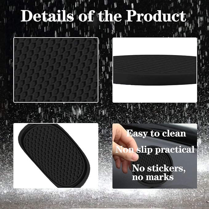 4-Piece Car Cup Holder Inserts, 2.75In PVC Anti-Slip, Honeycomb Waterproof Fixed Tea Coasters, Universal for Vehicle Interior Cup Mats (Black)