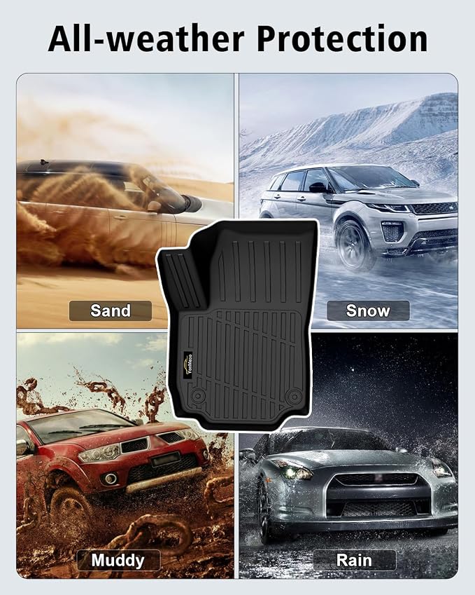 Floor Mats & Cargo Liner Custom for Chevy Equinox 2018-2024 (Only Gas) /GMC Terrain, Door Sill Guards, All Weather TPE 1st & 2nd Row & Trunk Mat Floor Liners for Chevrolet Equinox Accessories, Black