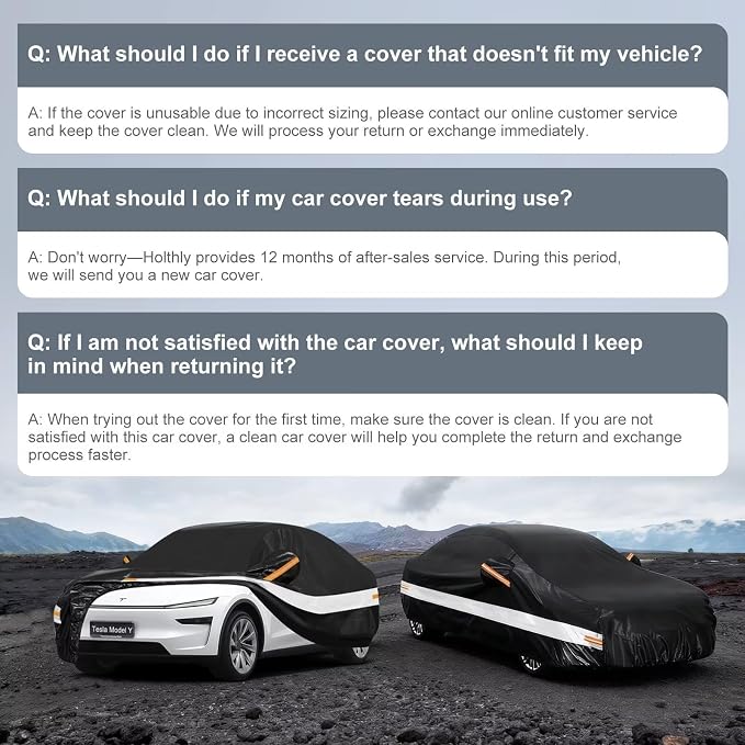 10 Layers Car Cover with Charger Port Custom Fit for Tesla Model Y (2020-2026), Waterproof All Weather for Automobiles, Outdoor Full Cover Sun Dust Rain Protection with Cotton. Black