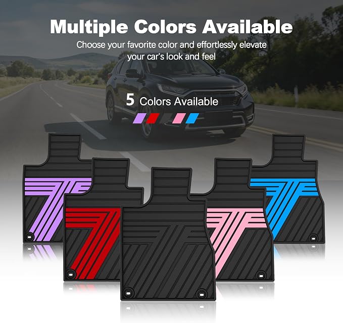 Rubber Floor Mats Fit for Honda CR-V 2012-2016 (Not Fit EX-L & Touring) | Custom Fit for CRV EX & LX & SE Heavy Duty Car Mats, 1st & 2nd Row, Black
