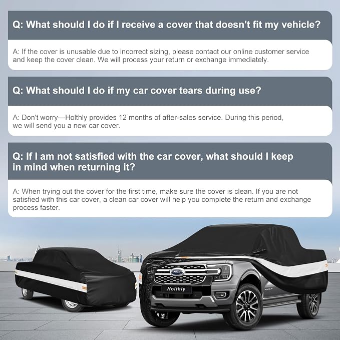 10 Layers Truck Cover Waterproof All Weather Custom Fit Ford Ranger(2019-2026) Super/Crew Cab Short Bed, Outdoor Full Exterior Pickup Car Cover Sun Rain Snow Ice Protection. Black