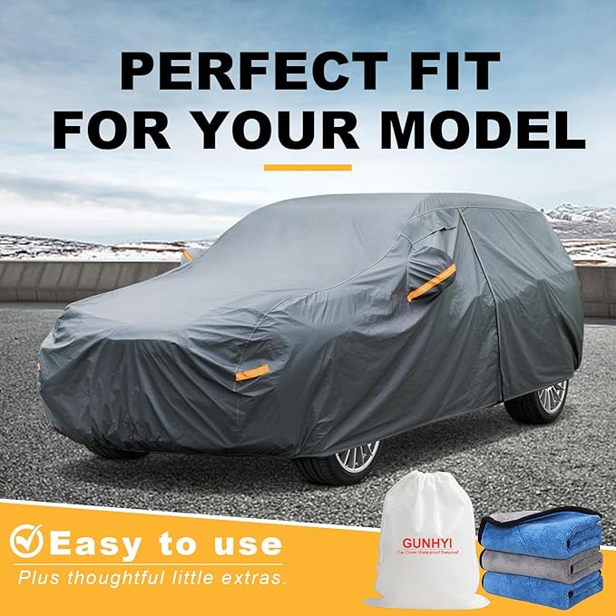 GUNHYI Premium Car Cover Custom Fit Volvo EX90, 16 Layers Heavy Duty Car Cover Waterproof All Weather with Zipper Door for Sun Rain Snow Dust Uv Protection