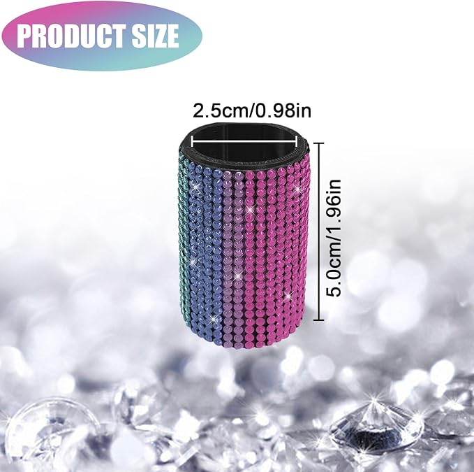 Upright Car Chapstick Holder, Bling Insulating Lip Balm Holder,Rhinestone Car Accessories for Women Interior ,Suitable for Most Vehicles. (Rainbow)
