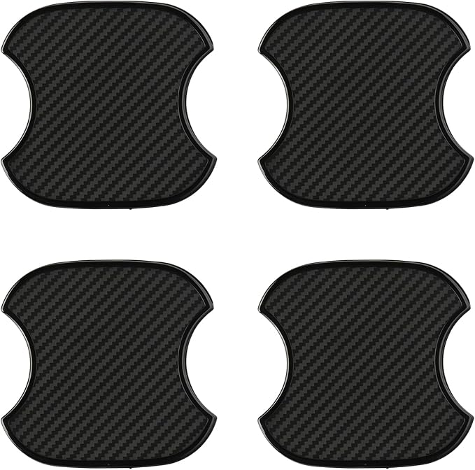 4PCS Car Door Handle Cup Scratch Protectors, TPU Carbon Fiber Door Bowl 3D Sticker, Handle Paint Cover Guard Pad, Universal Door Handle Protective Film for Most Cars (Large)