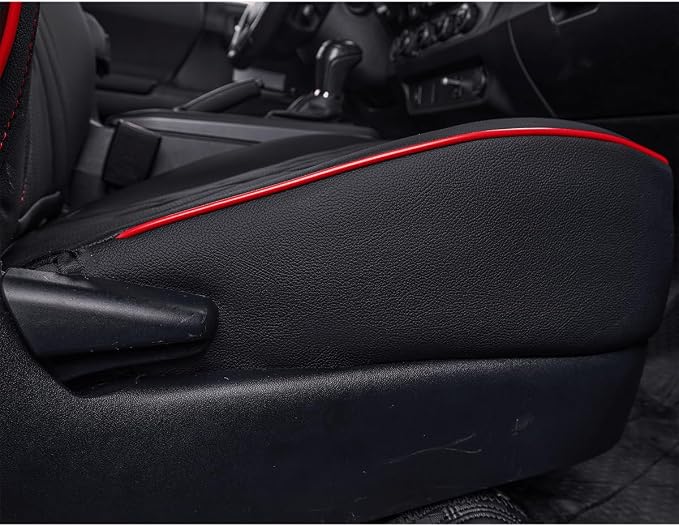 EKR Tacoma Back Seat Covers Custom for Toyota Tacoma (Hybrid) 2024 2025 2026 Double cab TRD Sport,TRD Off-Road,Limited,Trailhunter- Second Row Only,Faux Leather(Black with Red Trim)