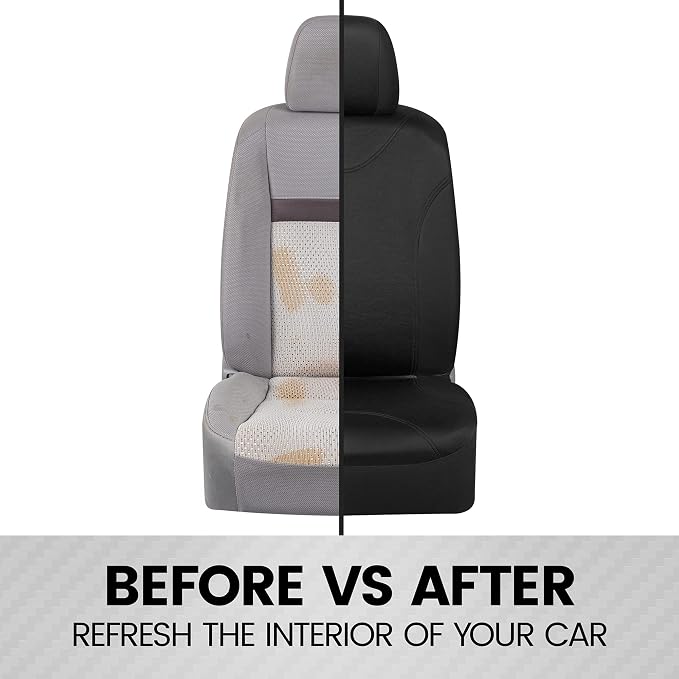 BDK Black Car Seat Covers Full Set - Universal Fit Matching Set Seat Covers for Trucks & Car Seat Protector for SUV - Front Seats, Rear Back Bench, & Headrest Seat Covers for Cars Interior Covers