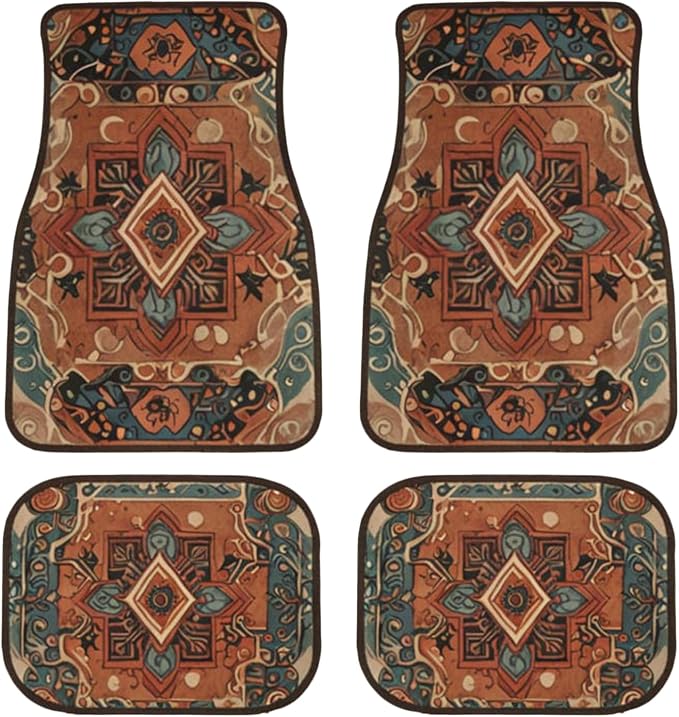 Car Floor Mats Non-Slip Automotive Floor Mats All-Weather Front Rear Car Floor Foot Mat Sets of 4 Pieces Foot Mats Rugs Carpet for Car Trucks SUV Sedans (FUGU-02)