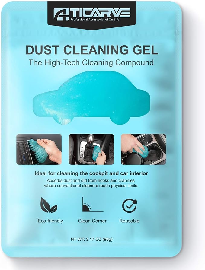 TICARVE Car Cleaning Gel for Car Keyboard Electronics Home Office 100g Bag | High Adhesion Dust Removal, Reusable, Leaves No Residue, Safe for Most Surfaces, Multi-scenario Cleaner, Lavender-scented