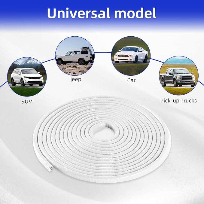 SINGARO 33Ft (10M) Car Door Edge Guard, No Glue Car Door Entry Guard Protective Strip, Rubber Edge Trim Car Door Protector, Applicable to Car, Truck, SUV and ATV, Car Exterior Accessories(White)
