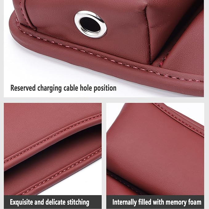 Universal Fit Premium Leather Car Seat Gap Filler Organizer, Center Console Organizer for Car SUV Truck (Burgundy,2 Pack)