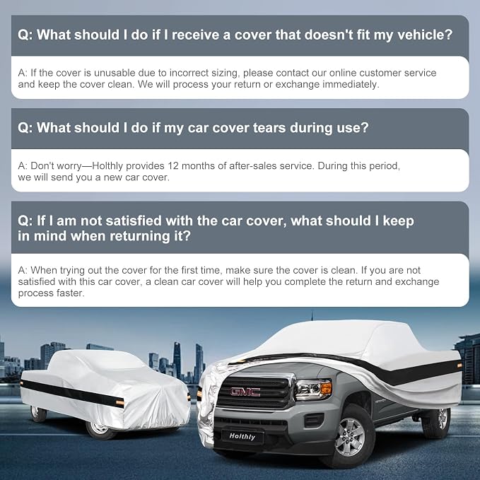 10 Layers Truck Cover Waterproof All Weather Custom Fit GMC Canyon(2004-2026) Extended/Crew Cab Short Bed, Outdoor Full Exterior Pickup Car Cover Sun Rain Snow Ice Protection. Sliver