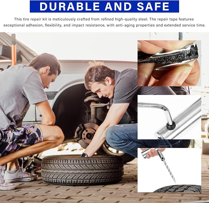 68 PCS Tire Repair Kit, Heavy Duty Tire Plug Set Professional Puncture Repair Kit, Universal Emergency Tool to Fix Punctures & Plug Flats for Cars Motorcycles Trucks Tractors