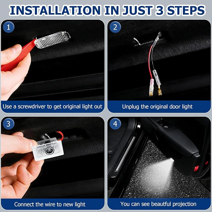 MUOXO Compatible Tesla Car Door Logo Projector, Puddle Light, Car Threshold LED Magnetic Welcome Light for Tesla Model 3,Y,S,X(Only for X Front Door,2016-2021 (2 Pieces)