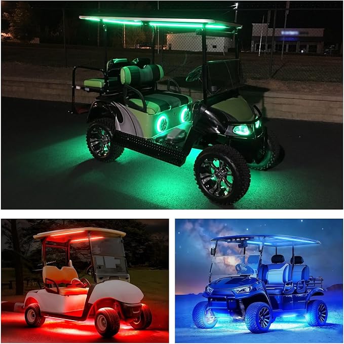 6PCS Golf Cart Underglow LED Light Strip Kit,12-80V,IP65 Waterproof Neon Accent Lighting Kits, Golf Cart Canopy Lights,Glow Neon Underbody Lighting with APP and Remote Control