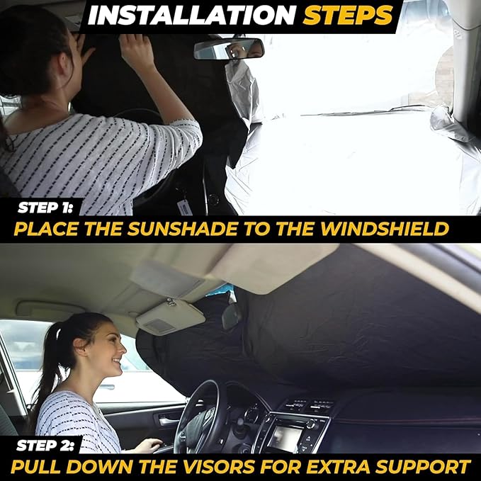 Autovir Truck Windshield Sun Shade Foldable – 280T Sun Visor Front Shield