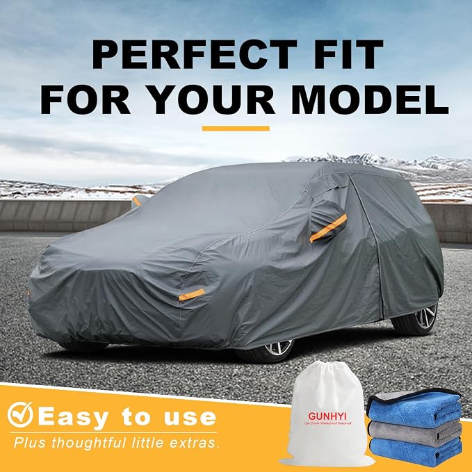 GUNHYI Premium Car Cover Custom Fit Honda CR-Z, 16 Layers Heavy Duty Car Cover Waterproof All Weather with Zipper Door for Sun Rain Snow Dust Uv Protection