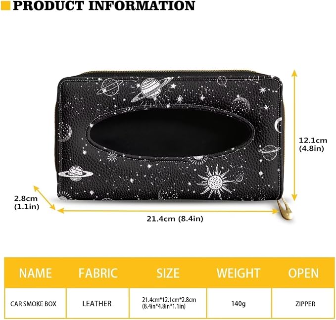 Space Planet Car Sun Visor Tissue Box Holder PU Leather Car Visor Accessories Automotive Visor Tissue Holder