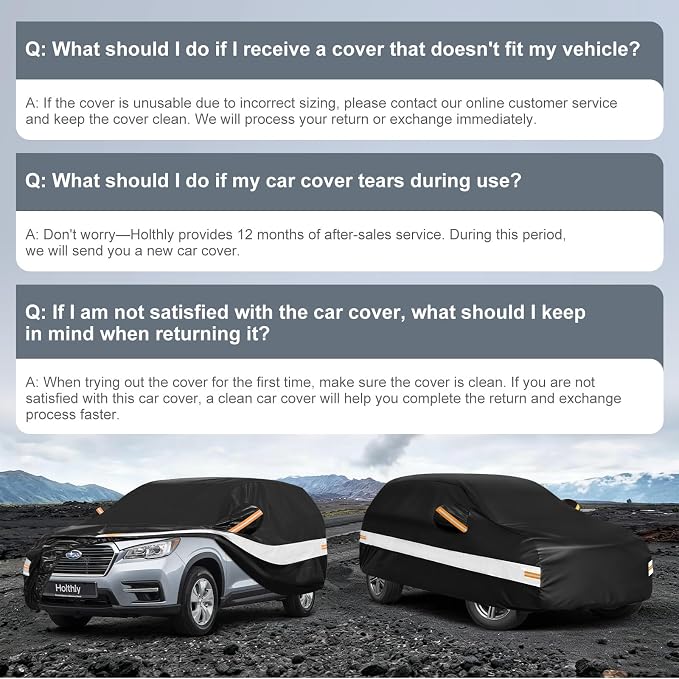 10 Layers SUV Car Cover Custom Fit for Subaru Ascent (2018-2026), Waterproof All Weather for Automobiles, Outdoor Full Cover Sun Dust Rain Protection with Cotton. Black