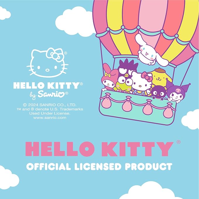 Sanrio Hello Kitty Lavender Doodle Car Steering Wheel Cover, Universal Fit Cute Accessories for Women Stylish Decor Gifts Hello Kitty Accessories - Fits Standard Wheels 14.5"-15"