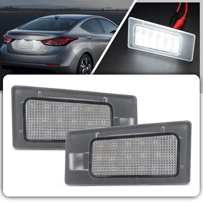 LED License Plate Lights for 2011-2018 Hyun'dai Elan'tra Accent | Elan'tra Coupe 2009-2018 Kia Forte Full LED Number Plate Lamp Assembly Error Free Led Rear Tag Lights OEM