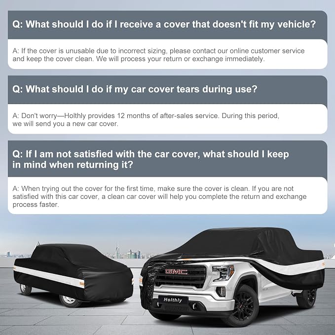 10 Layers Truck Cover Waterproof All Weather Custom Fit GMC Sierra 1500(2002-2026)Double/Extended/Crew Cab Short Bed, Outdoor Full Exterior Pickup Car Cover Sun Rain Snow Ice Protection. Black