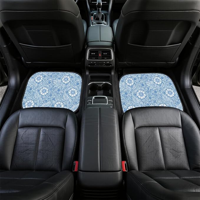 Vintage Carpet Car Floor Mats Persian Floral Blue Red Carpet Front Rear Carpets Mat Decorative Car Floor Carpets Non-Slip Auto Car Accessories Universal Fit Car Accessories for Truck