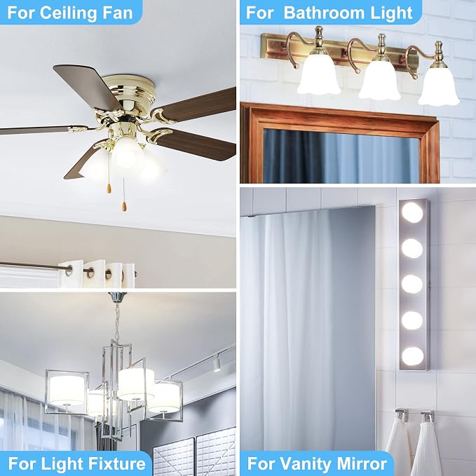 Candelabra LED Light Bulbs 60-Watt Equivalent, Daylight White 5000K, E12 Candelabra Base, 6 Watt A15 LED Bulbs for Ceiling Fan, Vanity Mirror Light | 6-Pack