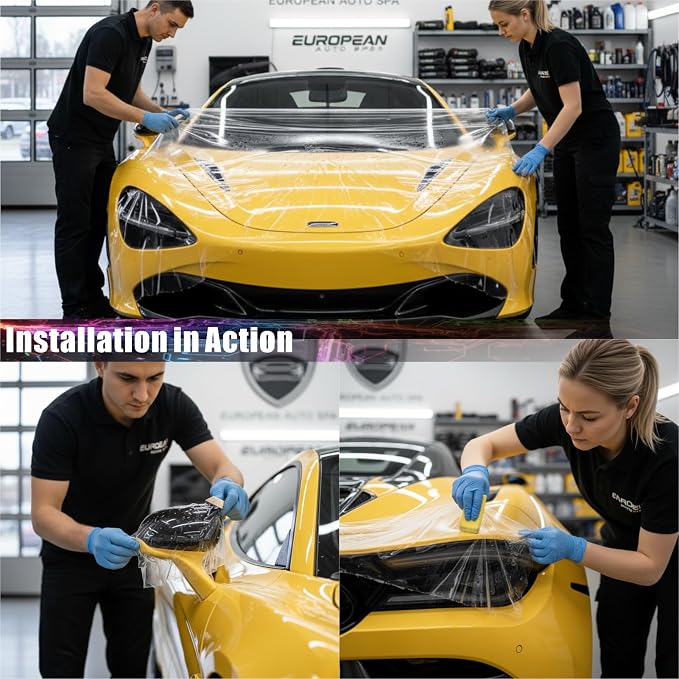 Car Paint Protection Film - Clear 8-Mil TPU Self-Healing PPF, Anti-Scratch Protective Wrap for Pickup Trucks, SUVs & Cars, Waterproof & Stain-Resistant, 5ft x 50ft Roll