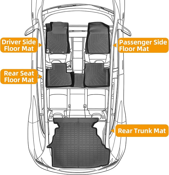 Floor Mats for Toyota Camry 2002-2006, Camry Floor Mats ONLY Sedan | TPE Non-Slip Waterproof Summer Winter, Front & Rear Row & Cargo