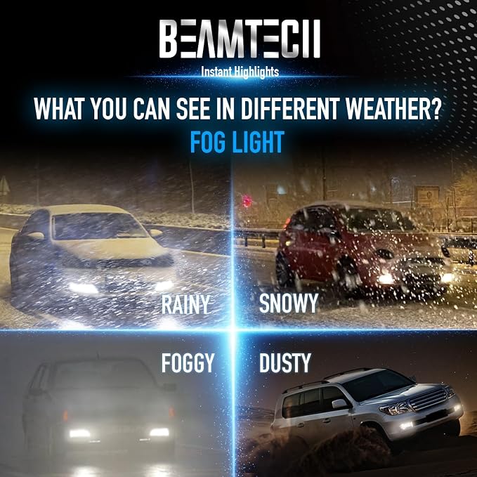 BEAMTECH H11 Bulbs, H8 H9 Fog Light, G-XPower Chips Plug and Play, 2 Bulbs | 500% Brighter 6500K White Light