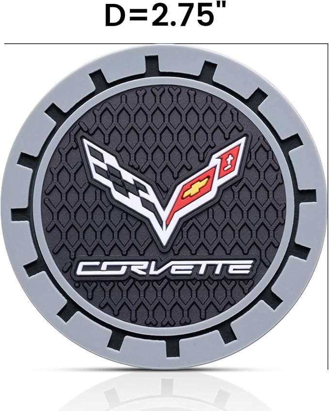 TACOMA Car Cup Holder Coaster for Corvette C4 C6 C5 C7 C8 Z06 Recessed Silicone Cupholder Coaster Interior Accessories 2.75in 2Pack