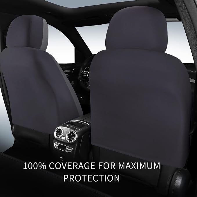 HChengkikz Front Car Seat Cover, Waterproof Faux Leather (Gray) | Car Seat Protectors, Quilting, Easy to install, Airbag Compatible, Universal Fit for Most Suvs, Trucks, SUVs