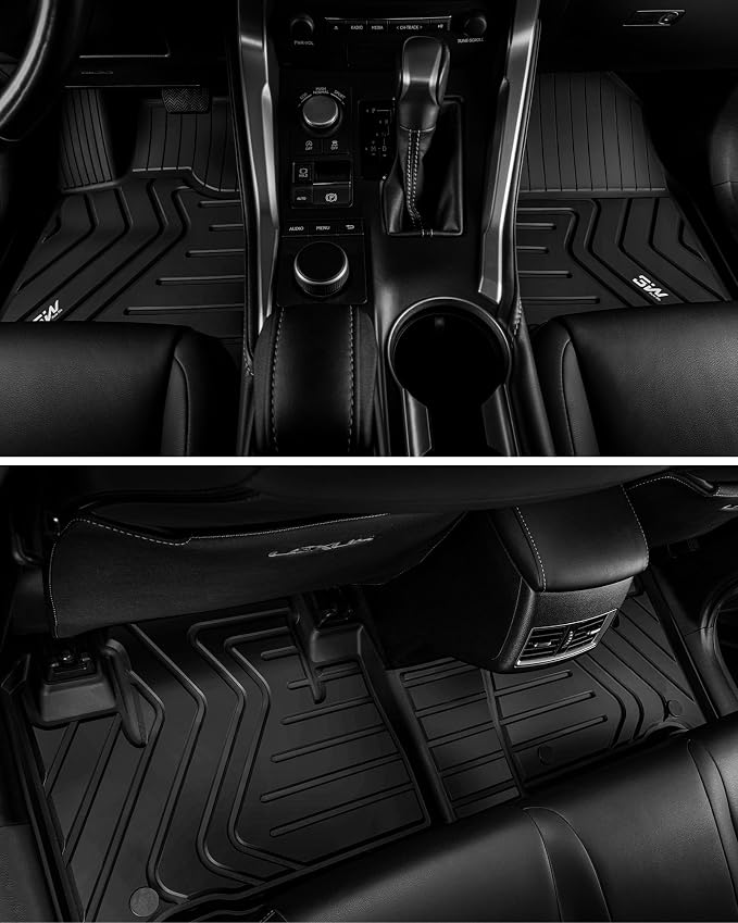 3W Floor Mats Compatible for Lexus NX NX200t NX300 NX300h 2021-2015 TPE All Weather Floor Liners Custom Fit Floor Liner for Lexus NX All Models,1st & 2nd Row Mat Car Accessories,Black