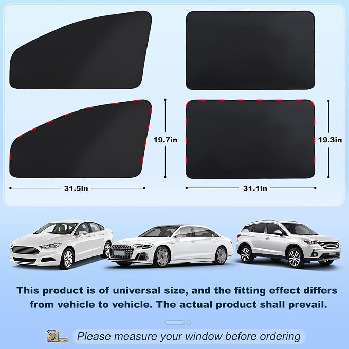 ZATOOTO Magnetic Car Window Shade 2 Pack Car Shades for Rear Windows | Car Privacy Curtain UV Block Window Shade, Universal Size for Vehicle Rear Window Shade for Baby, For Sleeping