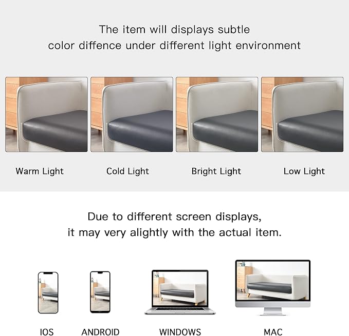 Yates Home PU Leather Couch Sofa Cushion Slipcover Water-Proof Elastic Chair RV Seat Covers Loveseat Sofa Furniture Protector Slip Cover for Settee Seater Replacement Living Room(2 Pieces, Gray)