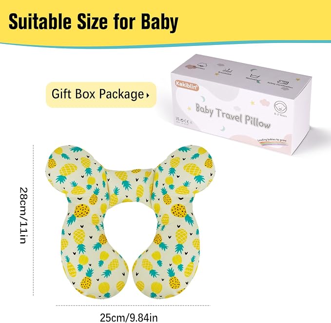 KAKIBLIN Baby Travel Pillow, Upgraded Baby Neck Pillows for Car Seat, Infant Neck Support Pillow for Head and Neck,Newborn Head Support for Car Seat,Pushchair