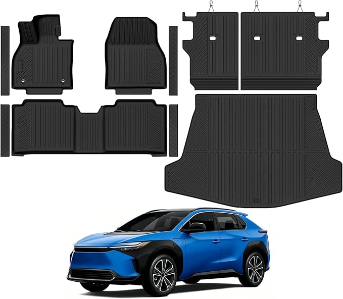 Custom Fit Floor Mats for 2023-2026 Toyota BZ4X | All Weather TPE Floor Liners & Trunk Mat & Backrest Mats & Door Sill Guard | Odorless Full Set Interior Accessories