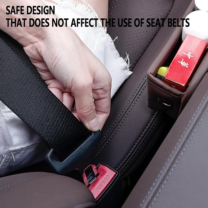 Universal Fit Premium Leather Car Seat Gap Filler Organizer, Center Console Organizer for Car SUV Truck (Beige,1 Pack)
