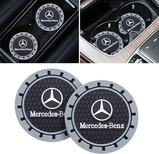 Car Cup Coaster, 2PCS Universal Non-Slip Cup Holders, Compatible with Mercedes Benz Series Car Cup Holder Coasters,Car Drink Coaster Holder Accessory, Black