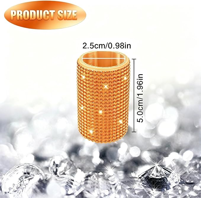 Upright Car Chapstick Holder, Bling Insulating Lip Balm Holder,Rhinestone Car Accessories for Women Interior ,Suitable for Most Vehicles. (Orange)