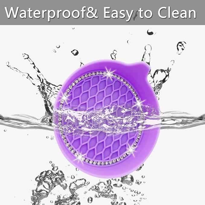 NBTEPEM 4PCS Bling Car Coasters, Non-Slip Insert Water Bottle Holder Pads, Bling Crystal Rhinestone Dustproof Automotive Interior Accessories, Universal for Vehicles, Trucks, RVs (4 pcs, Purple)